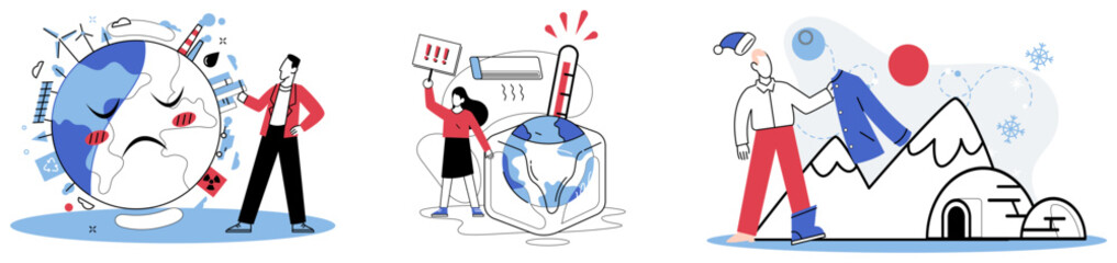 Climate vector illustration. A commitment to sustainability involves recognizing impact climate on health our planet Climate conscious living requires understanding interconnectedness nature, weather