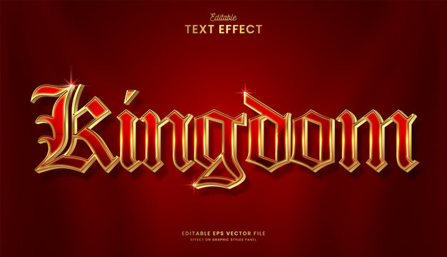 decorative elegant red kingdom editable text effect vector design