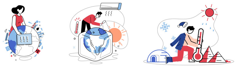 Climate vector illustration. Weather patterns reflect intricate dance climate elements, urging us to embrace sustainable practices Earths ambience, shaped by climate and ecological factors