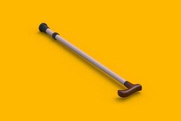 Walking cane. Assistance equipment. Elegant accessory. Aristocratic style. Stick for additional support. 3d render