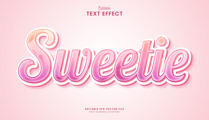 decorative editable cute pink sweetie text effect vector design