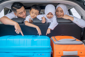 Happy family ready for eid mubarak lebaran holiday