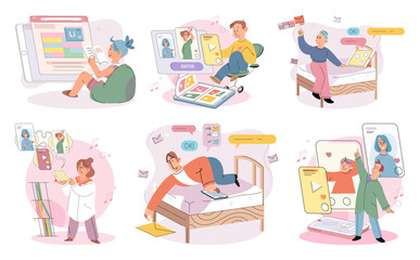 Child with tablet. Vector illustration. Smart devices have become integral part childs educational journey The child with tablet metaphor symbolizes blending technology and education Using digital