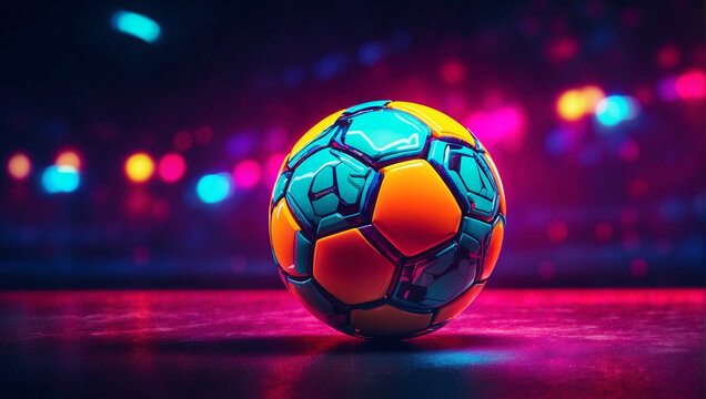 Panoramic neon soccer ball