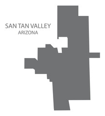 San Tan Valley Arizona USA city map grey illustration silhouette shape