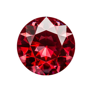 isolated illustration of red circle ruby gem crystal. Created with Generative AI