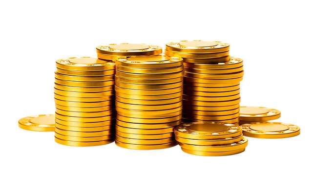 stack of gold coins isolated on white background png image