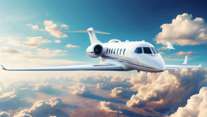 Fototapeta premium Private jet flying over the earth Empty