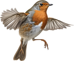 Fototapeta premium Robin bird, Close-up colored-pencil sketch of European Robin, Erithacus rubecula.
