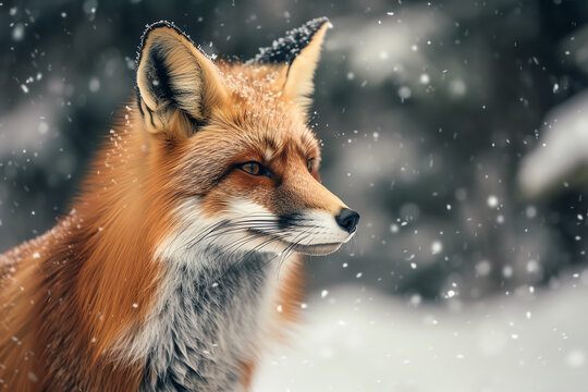Close-Up of a Fox in the Snow