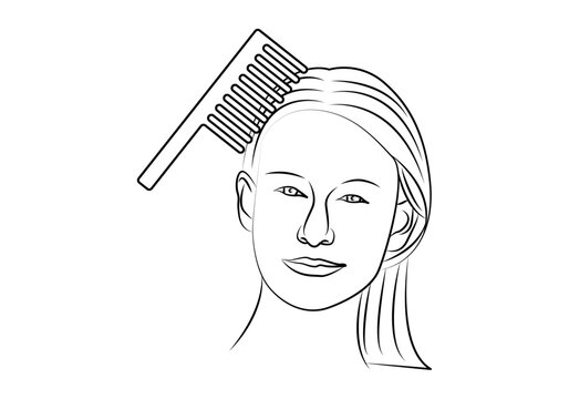 Rostro de mujer con un peine en el cabello.