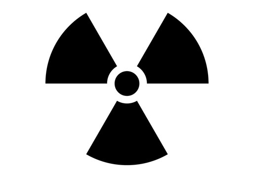 Icono negro de radiaci&oacute;n en fondo blanco.