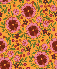 Vector seamless repeat pattern print background with flowers