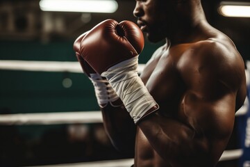 boxer wrapping hands before training session