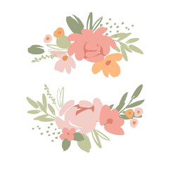 Vector isolated floral design with cute flowers. Template for card, poster, flyer, t-shirt, home decor and other