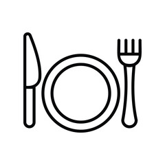 plate and fork icon with white background vector stock illustration