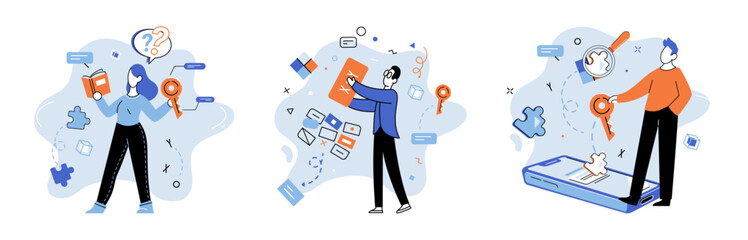 Startup idea. Vector illustration. Effective planning is crucial for success startup idea Entrepreneurs must consider various aspects, including market trends, competitive analysis, and financial