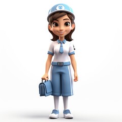 Wholesome 3D Cartoon Nurse on White Background