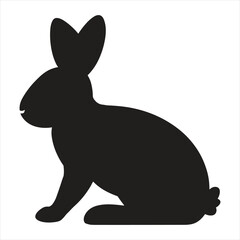 black silhouette of a  Rabbit with thick outline side view isolated