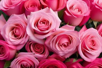 Close-up of a bouquet of pink roses.