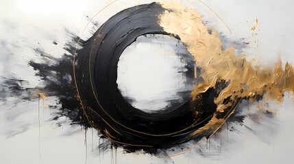 swirl circle abstract patenting style with black and gold 