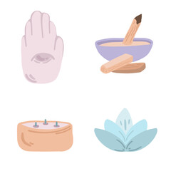 Yoga namaste aroma stick flat design set