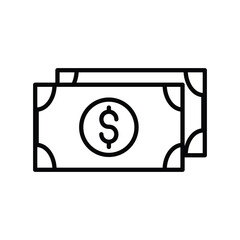 banknote icon with white background vector stock illustration