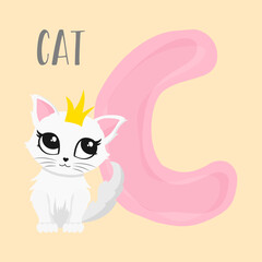 ALPHABET C CAT vector educational