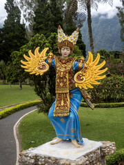 Beautiful sculptures on the shore of Lake Bratan, Bali, Indonesia.