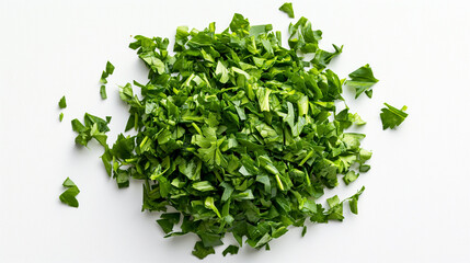 Naklejka premium A Pile of Green Leaves on a White Surface