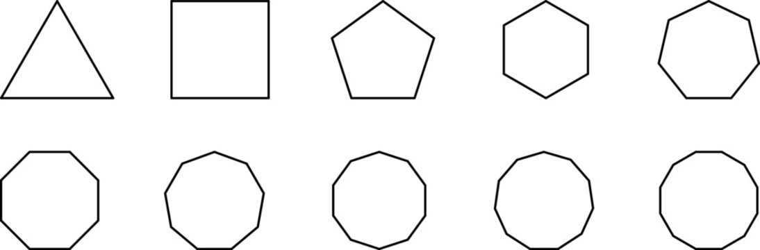 Types Of Polygons Geometry Maths Art Mathematical Education Diagram Vector Illustrations.