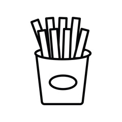 french fries icon with white background vector stock illustration