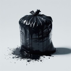 black garbage bag  trash bag on white