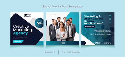Marketing Collateral social media post template interconnected. 
