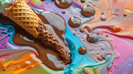 Colored chocolate ice cream