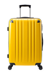 yellow suitcase isolated on white or transparent background