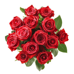 Bouquet of red roses isolated from white background