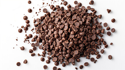 A Pile of Chocolate Chips on a White Surface