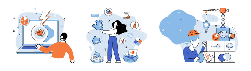 Startup idea. Vector illustration. Planning helps entrepreneurs anticipate challenges and make informed decisions, increasing chances their startup idethriving Technology plays vital role