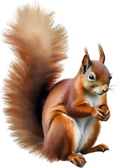 Obraz premium Red Squirrel. Close-up watercolor of Red Squirrel (Eurasian). 