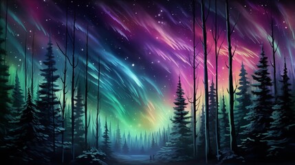 Aurora Borealis Forest Symphony