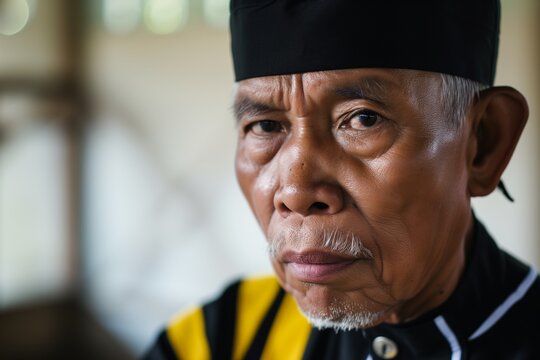 referee in traditional garb watching intently