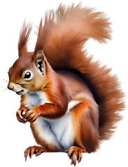 Obraz premium Red Squirrel. Close-up watercolor of Red Squirrel (Eurasian). 