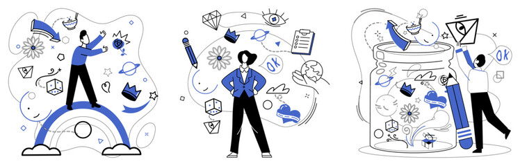 Business modeling vector illustration. Marketing is artists palette, coloring canvas business with vibrant hues modeling efforts The success project hinges on precise execution business models