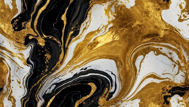 abstract background, spilled black, white and gold paint. photophone © woodbe