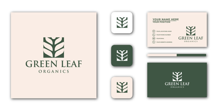 Design business cards and nature logos in a minimalist style. logo can be used for spa, beauty salon, decoration, boutique.