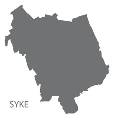Syke German city map grey illustration silhouette shape