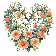 Fototapeta premium Flowers Heart Shape Enveloped in Love A Valentine's Embrace Red Rose Flowers Heart Shape Love Struck A Valentine's Affair