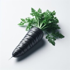 black carrots with green leaves