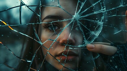 "Reflections of Self: Holding Shattered Mirror in Ultra Realistic 8K - Conceptual Portrait"